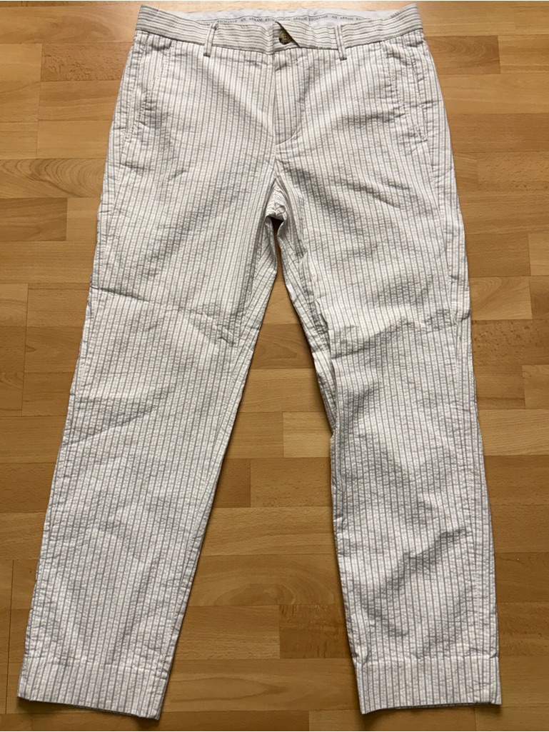 Armani Exchange White Pinstripe Chinos